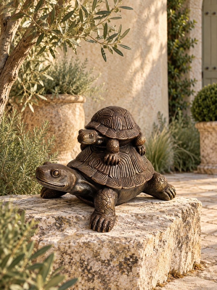 Antique Bronze Stacked Turtle Sculpture | Catchy