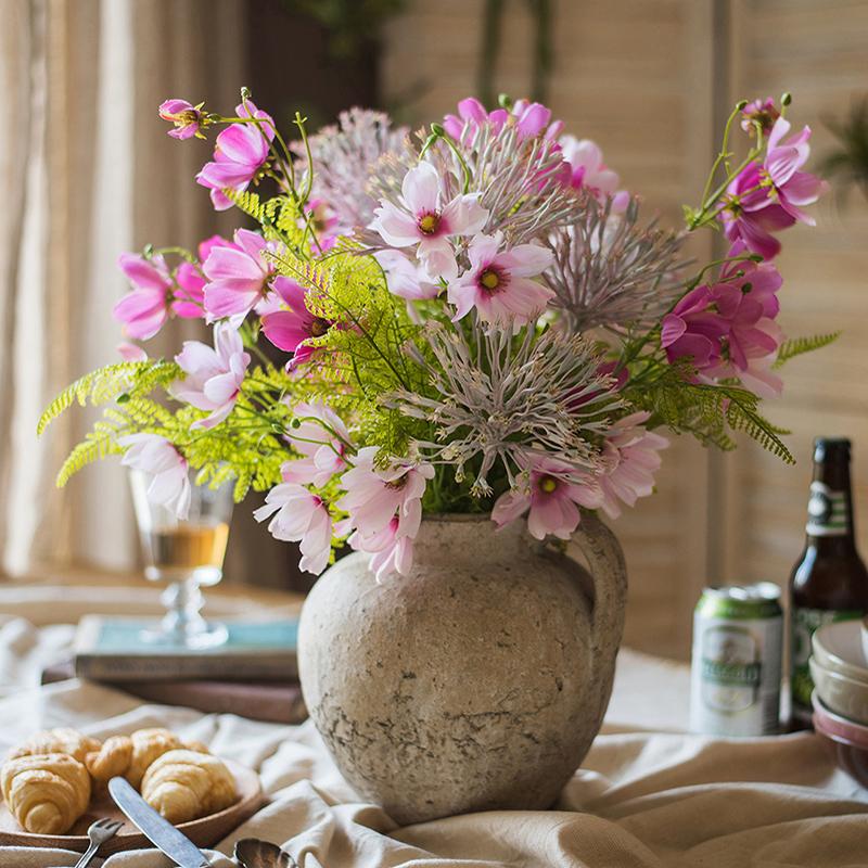 Artificial Silk Flower Bouquet Pink Daisy  20"