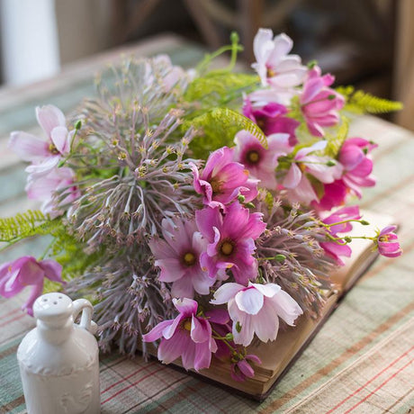 Artificial Silk Flower Bouquet Pink Daisy  20"