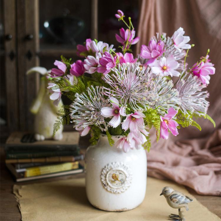 Artificial Silk Flower Bouquet Pink Daisy  20"