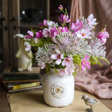 Artificial Silk Flower Bouquet Pink Daisy  20"
