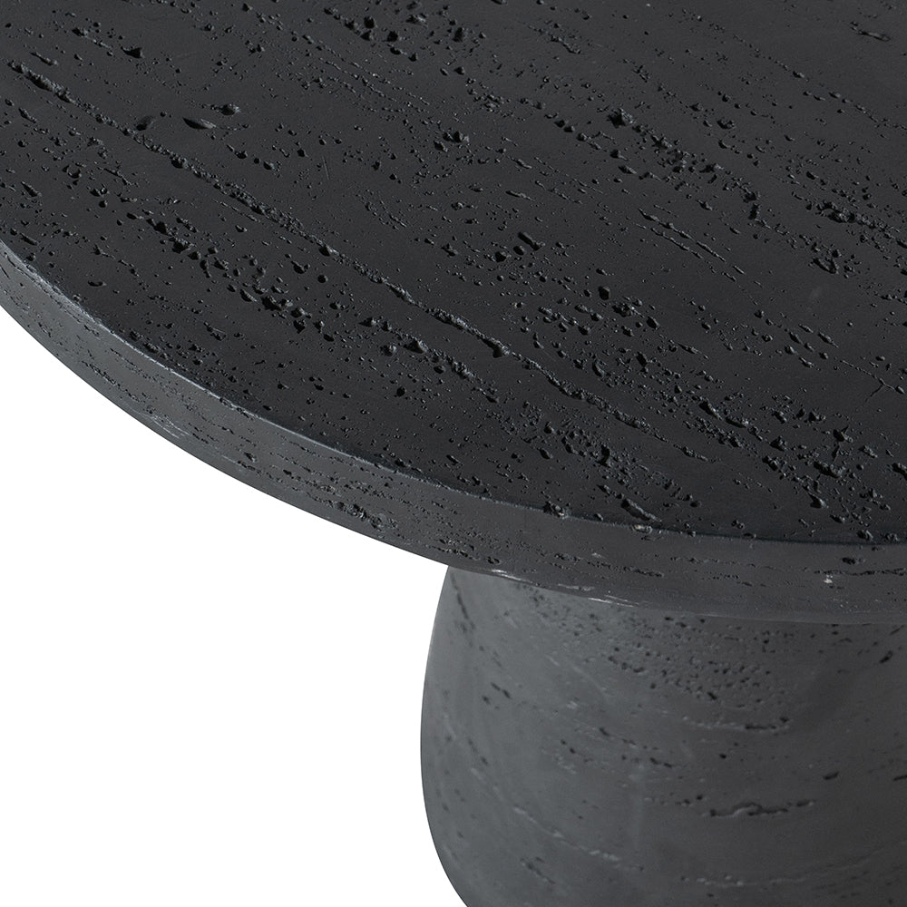 Textured Black Round Pedestal Dining Table – OROA, view 4