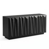 Black Geometric Four-Door Sideboard — three-quarter view