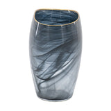 Smokey Black Glass Vase with Gold Rim