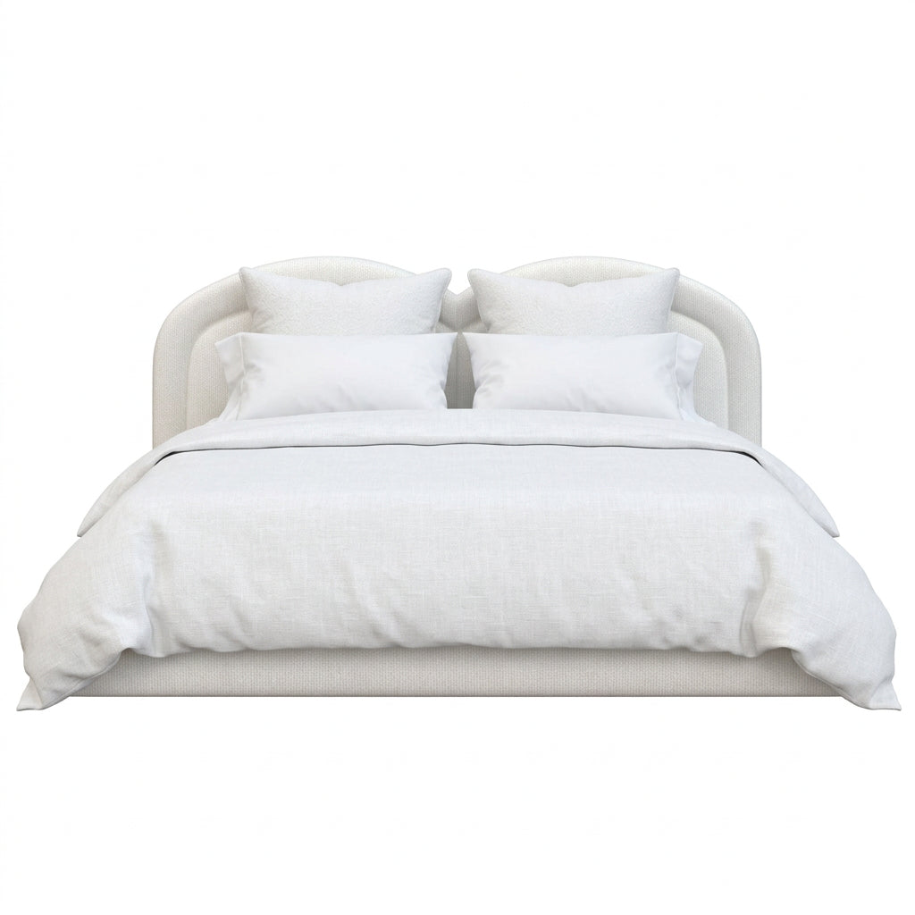 Cream Double Arch Upholstered King Bed – OROA, view 1