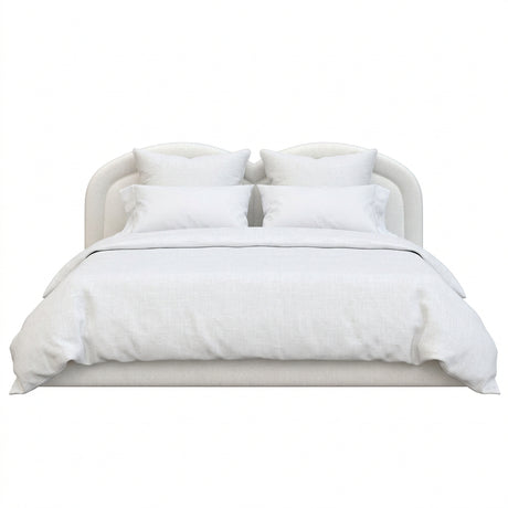 Cream Double Arch Upholstered King Bed – OROA, view 1
