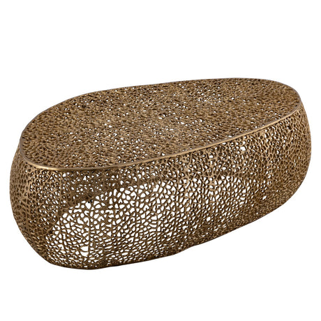 Sculptural Gold Oval Coffee Table | Catchy