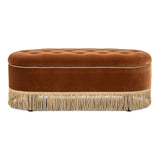 Melindaa - Oval Tufted Bullion Fringe Storage Bench