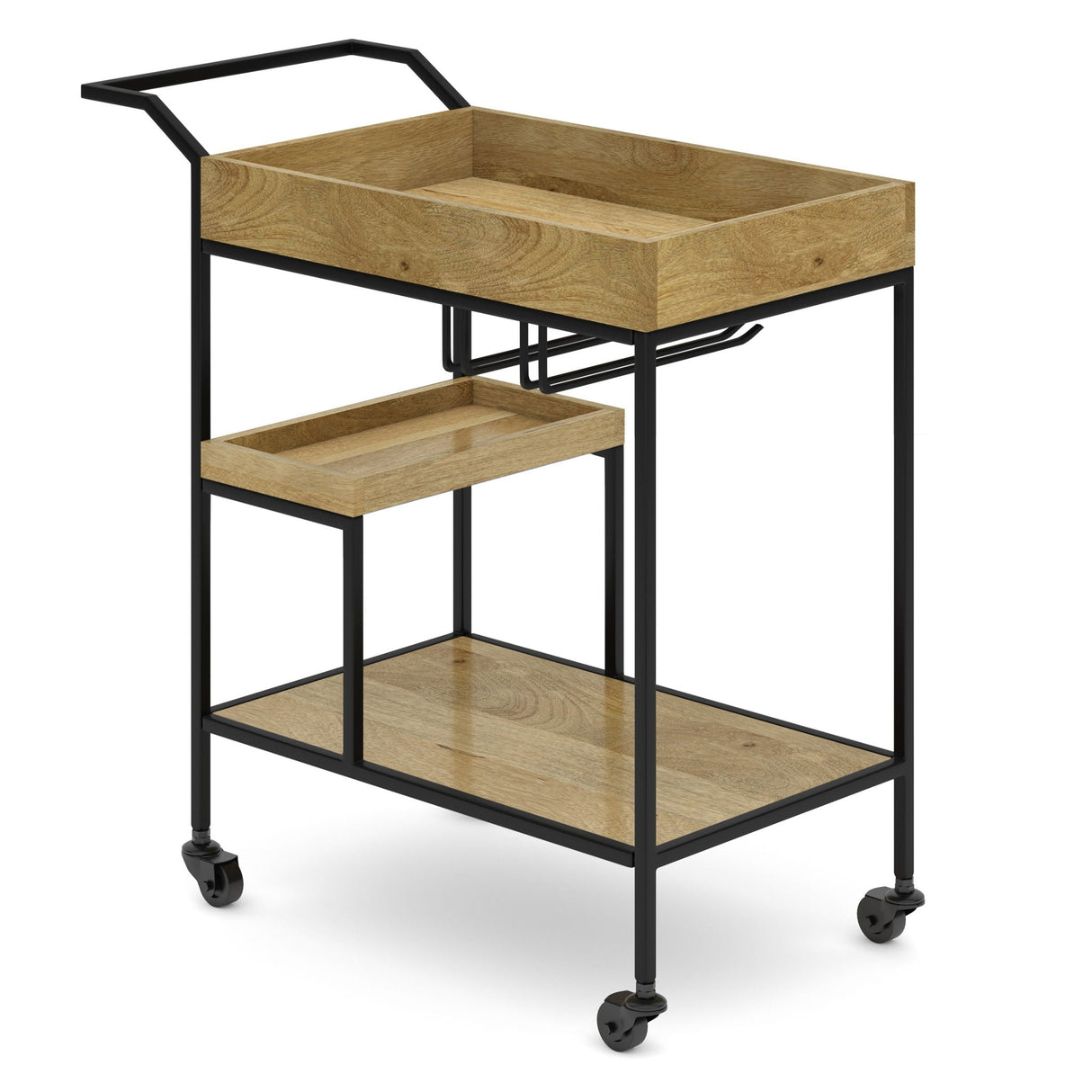 Natural Mango Wood Bar Cart - OROA