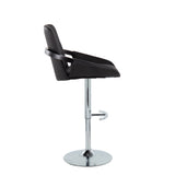 Black Faux Leather Adjustable Swivel Barstools — side view