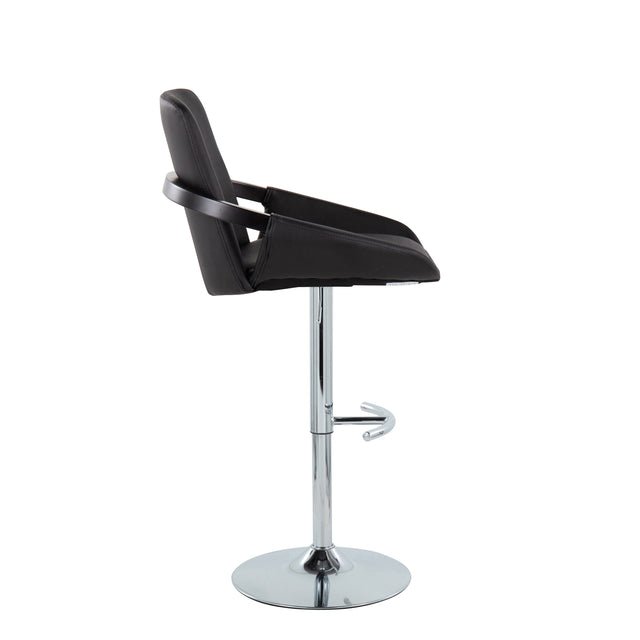 Black Faux Leather Adjustable Swivel Barstools — side view