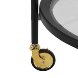 Modern Round Bar Cart with Tempered Glass Shelves and Gold Accents - OROA Online Furniture