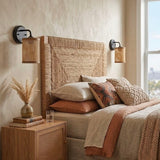 Black Rattan Wall Sconce Wicker - OROA