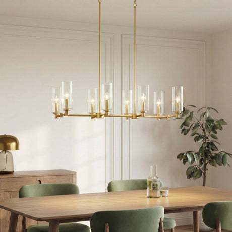 Island With Clear Ribbed Pendant Lamp Satin - Antique Brass | OROA