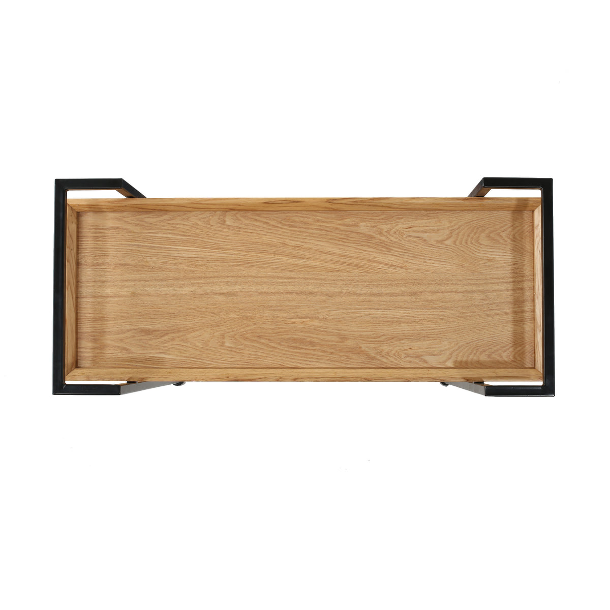 Modern Industrial Bar Cart with Shelving and Casters, Natural Wood and Metal - OROA Online Furniture