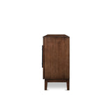 Koa Woven Wood 4-Door Sideboard, Dark Brown Reclaimed Pine - OROA Modern Furniture