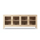 Marlowe Glass Door Sideboard with Brass Handles, Brushed White Reclaimed Pine - OROA Online Furniture