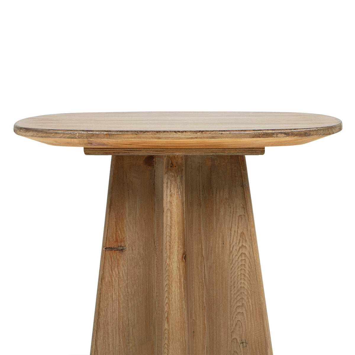 Clarence Rectangular End Table with Sculptural Pedestal Base, Antique Natural Brown Reclaimed Pine - OROA Online Furniture