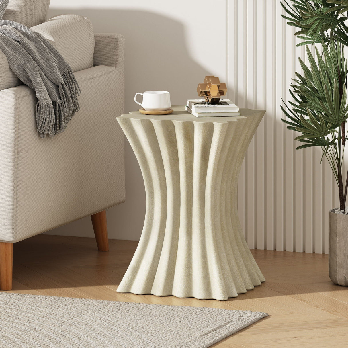Archaistic Wavy Side Table - Antique Sandstone - OROA