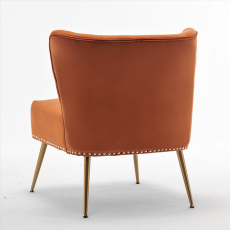 Orange Nailhead Slipper Accent Chair | Catchy