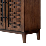 Koa Woven Wood 4-Door Sideboard, Dark Brown Reclaimed Pine - OROA Modern Furniture
