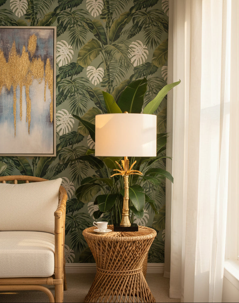 palm lamp brass