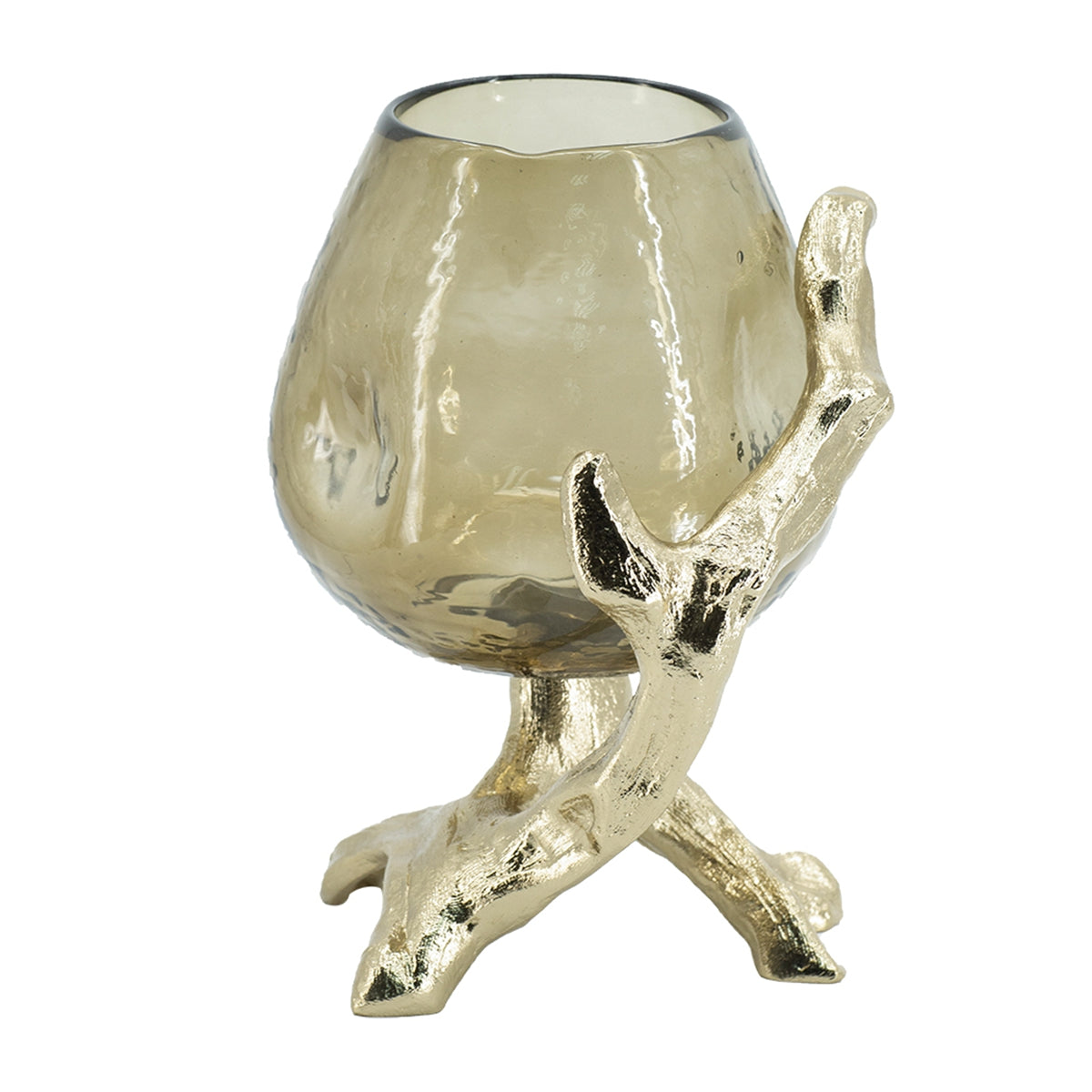 Glass Candle Holder on Gold Metal Legs - OROA