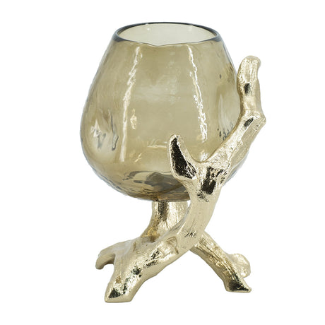 Glass Candle Holder on Gold Metal Legs - OROA