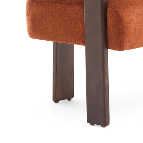 Round Orange Bouclé Loveseat - OROA