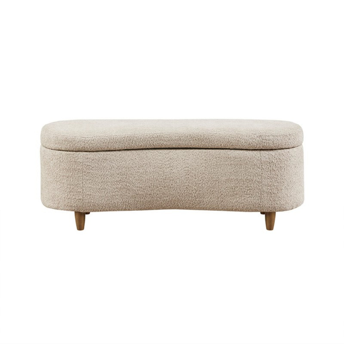 Taupe Bouclé Curved Storage Bench | Catchy