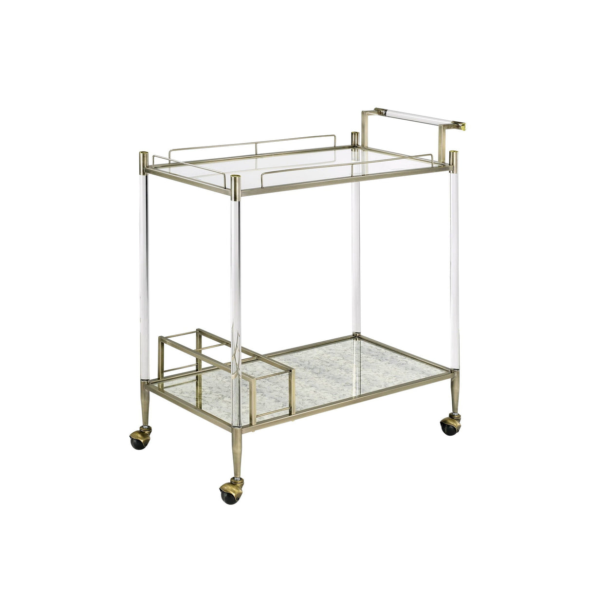 Antique Mirror Wire Brass Serving Cart - OROA
