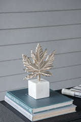 Silver Leaf Sculpture on Marble Base | Catchy
