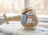 Rattan Toy Helicopter – Handcrafted Boho Pretend Play Toy for Kids | Montessori Airplane Nursery Decor
