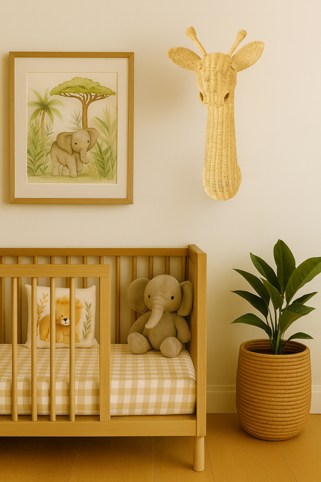 Rattan Giraffe Wall Decor | Handmade Safari Animal Decor