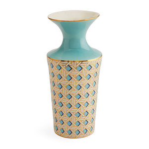 Turquoise Porcelain Cuff Vase | Jonathan Adler Basketweave | Oroa.com