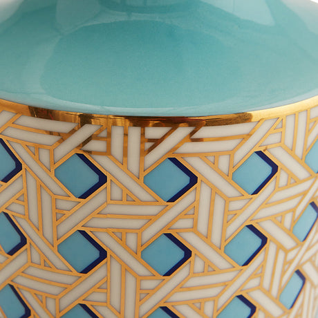 Turquoise Porcelain Cuff Vase | Jonathan Adler Basketweave | Oroa.com