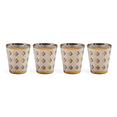 Gold Accent Glassware Set (4) | Jonathan Adler Basketweave | Oroa.com