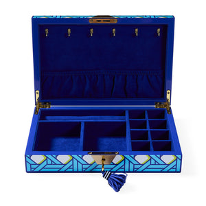 Blue Lacquer Jewelry Box | Jonathan Adler Basketweave | Oroa.com