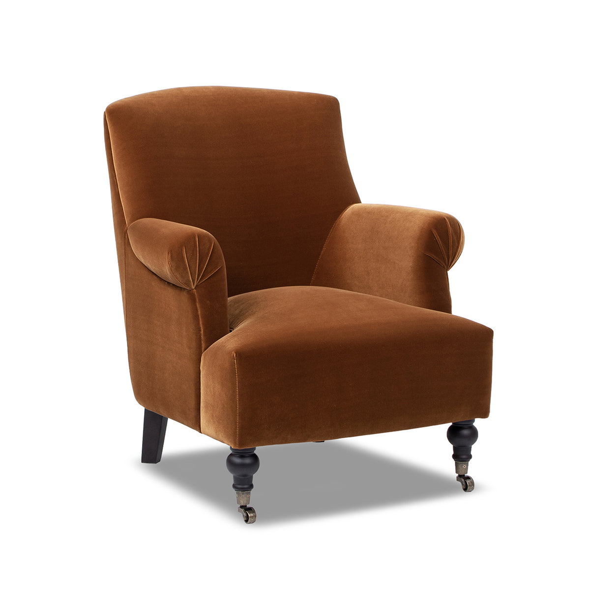 Eloise Pleated Sock Arm Accent Armchair, Burnt Orange Performance Velvet - OROA Modern Furniture