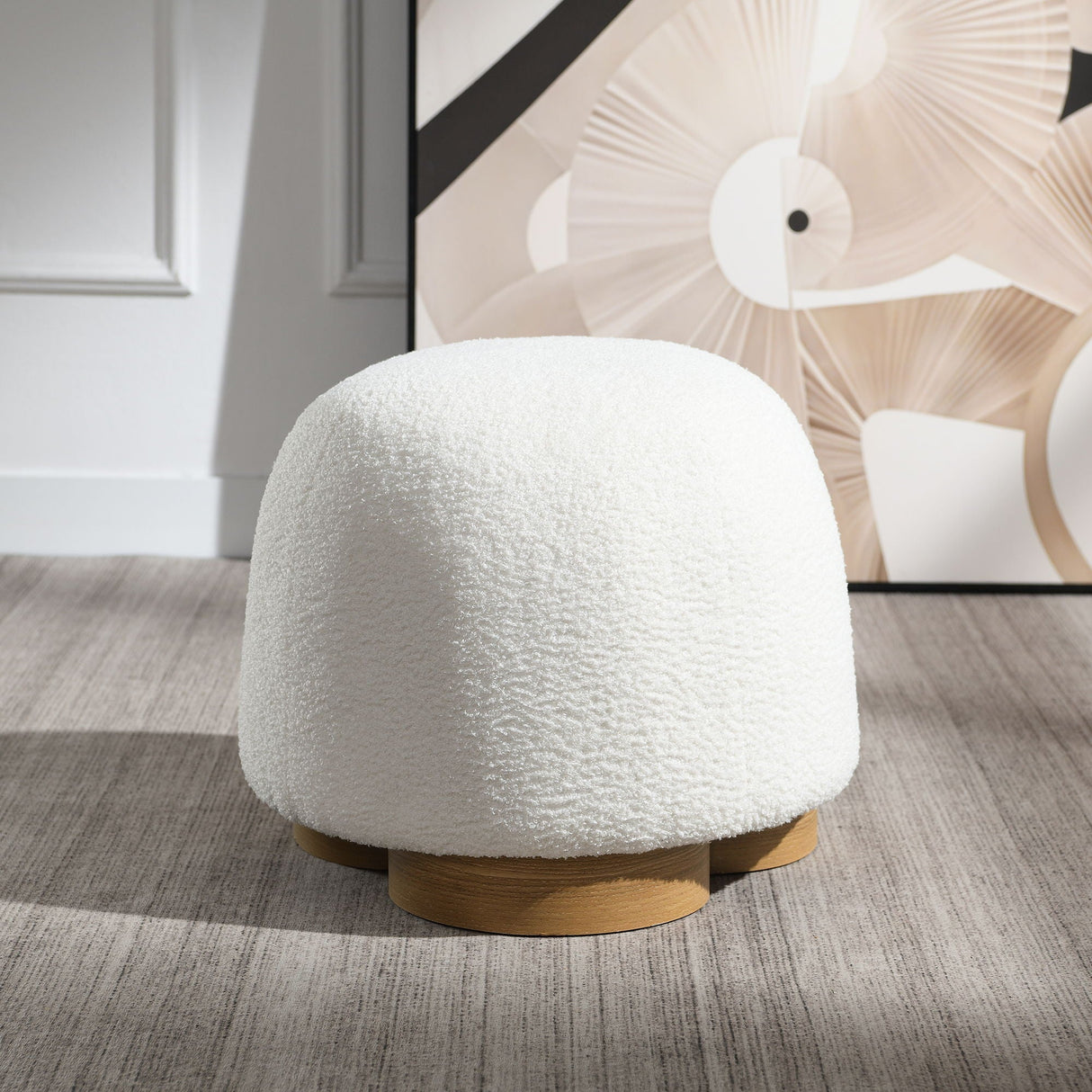 Soft Teddy Fabric Upholstered Ottoman - OROA