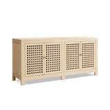 Alden Reclaimed Pine Lattice 4-Door Cabinet, Brushed White - OROA Online Furniture