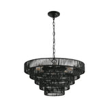5-Tier Black Hemp Rope Pendant Light Chandelier