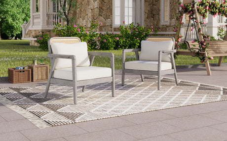Outdoor Acacia Wood Patio Club Chairs with Cushions (S/2)