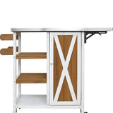 Foldable Outdoor Kitchen Island Patio Prep Station - White