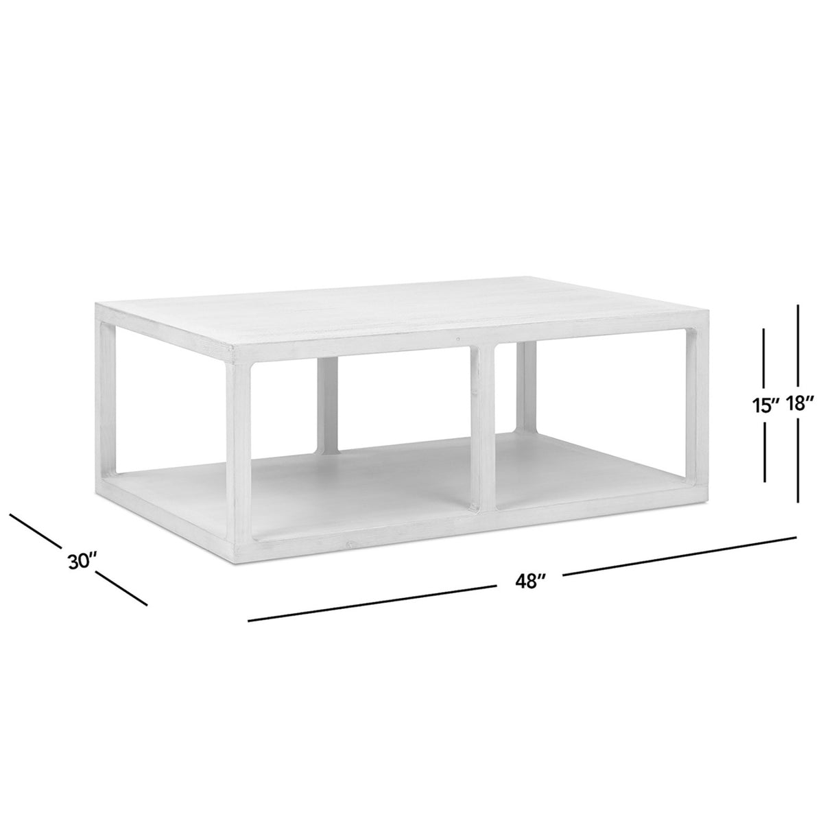 Ellis Reclaimed Pine Open Frame Coffee Table with Lower Shelf, Light Natural Cerused - OROA Online Furniture