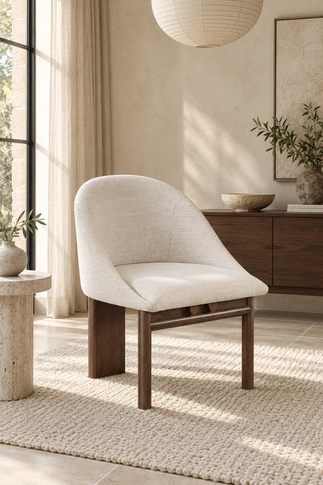 Beige Linen Accent Chair with Bentwood Frame (2) | Maison Naturelle