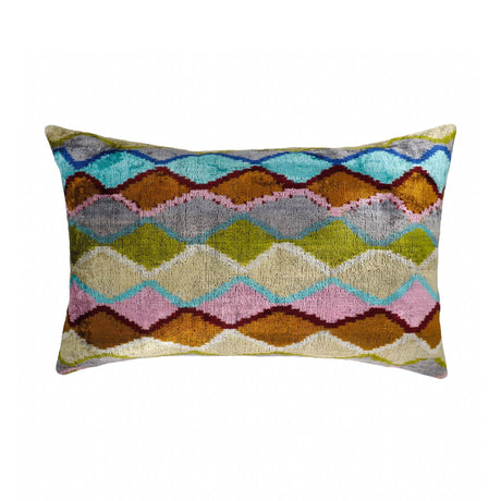 Beverly Hills Silk Velvet Ikat Throw Pillow Cover, 16 X 24