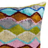 Beverly Hills Silk Velvet Ikat Throw Pillow Cover, 16 X 24