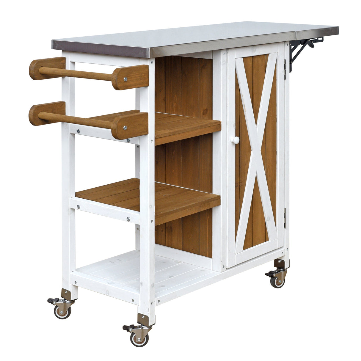 Foldable Outdoor Kitchen Island Patio Prep Station - White