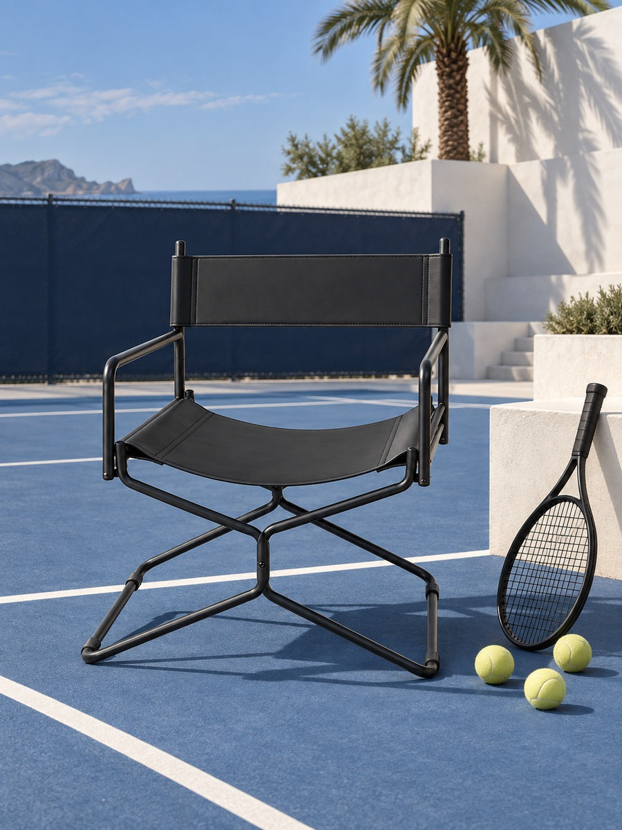 Black Leather Folding Director Chair | Catchy